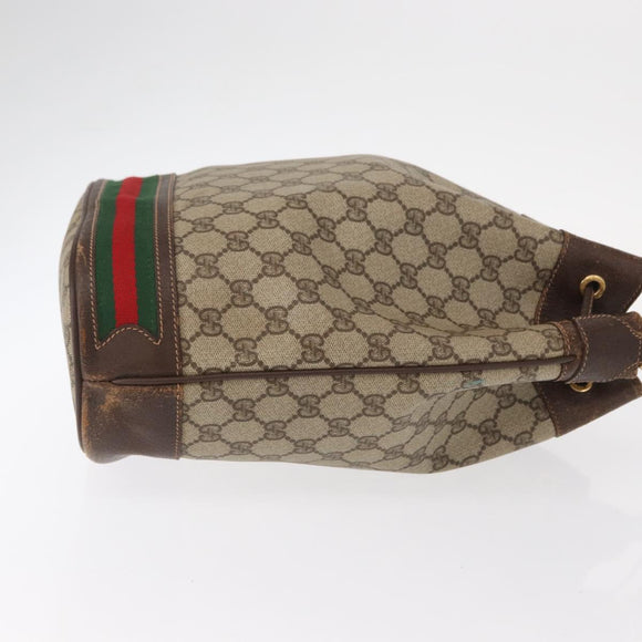 GUCCI GG Supreme Web Sherry Line Bag PVC Beige Gold 164 02 085 Auth gh1328