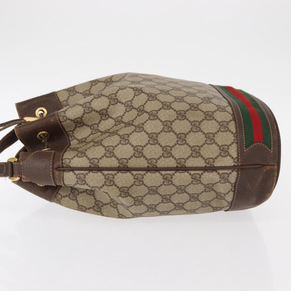 GUCCI GG Supreme Web Sherry Line Bag PVC Beige Gold 164 02 085 Auth gh1328