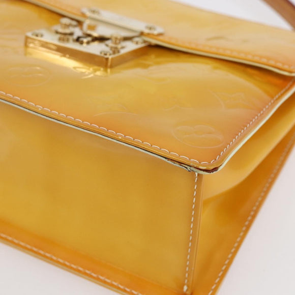 LOUIS VUITTON Monogram Vernis Spring Street Bag Lime Yellow M91068 Auth gh1336