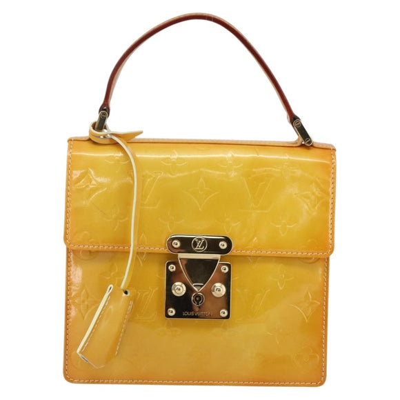 LOUIS VUITTON Monogram Vernis Spring Street Bag Lime Yellow M91068 Auth gh1336