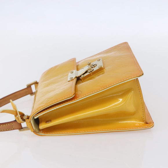 LOUIS VUITTON Monogram Vernis Spring Street Bag Lime Yellow M91068 Auth gh1336