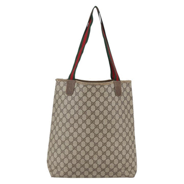 GUCCI GG Supreme Web Sherry Line Tote Bag PVC Beige Gold 39 02 003 Auth gh1349 - 0