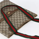 GUCCI GG Supreme Web Sherry Line Tote Bag PVC Beige Gold 39 02 003 Auth gh1349-6