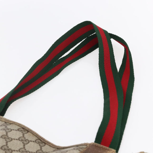 GUCCI GG Supreme Web Sherry Line Tote Bag PVC Beige Gold 39 02 003 Auth gh1349