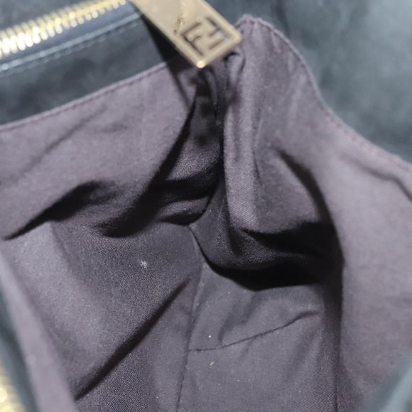FENDI Tote Bag Leather Black Gold Auth gh135