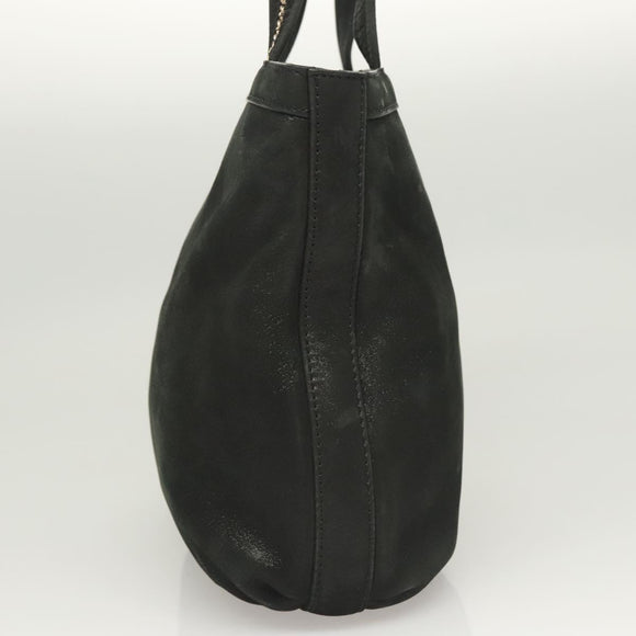 FENDI Tote Bag Leather Black Gold Auth gh135