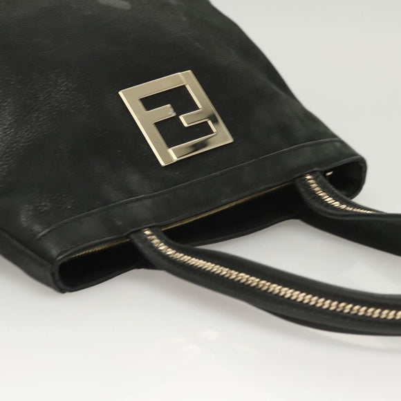 FENDI Tote Bag Leather Black Gold Auth gh135