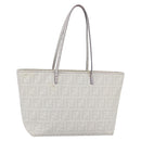 FENDI Zucca Canvas Tote Bag White Gold Auth gh1350-1
