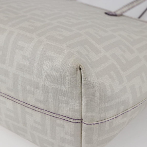 FENDI Zucca Canvas Tote Bag White Gold Auth gh1350