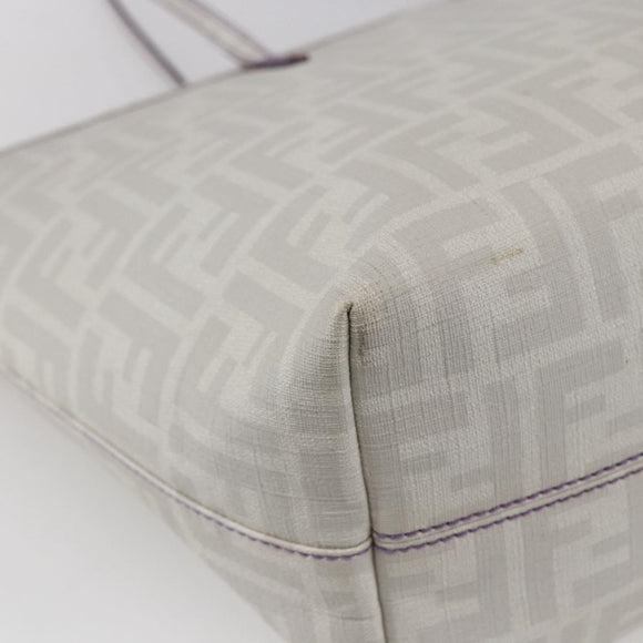 FENDI Zucca Canvas Tote Bag White Gold Auth gh1350