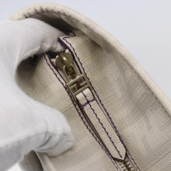 FENDI Zucca Canvas Tote Bag White Gold Auth gh1350