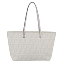 FENDI Zucca Canvas Tote Bag White Gold Auth gh1350-2