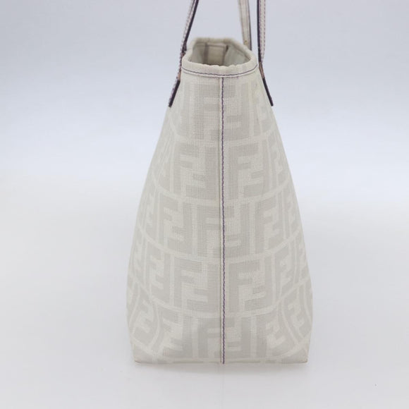FENDI Zucca Canvas Tote Bag White Gold Auth gh1350