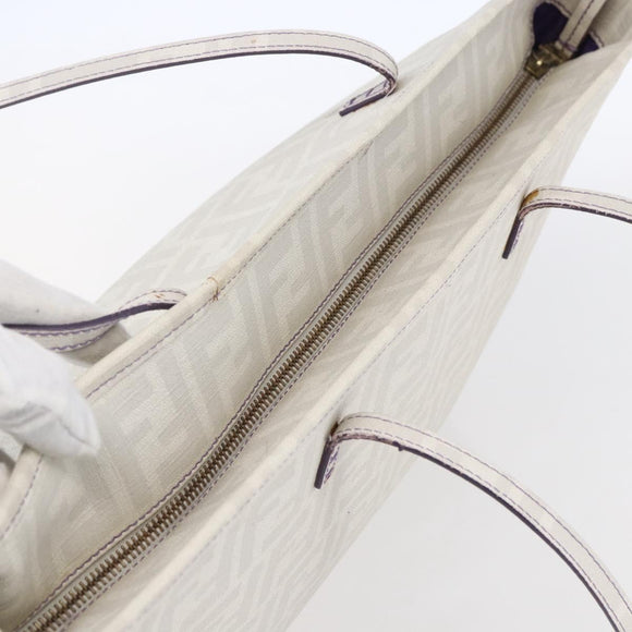 FENDI Zucca Canvas Tote Bag White Gold Auth gh1350
