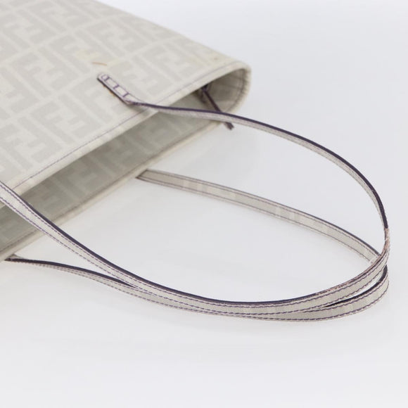 FENDI Zucca Canvas Tote Bag White Gold Auth gh1350