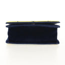 PRADA Kaye Shoulder Bag Velor Blue Gold Auth gh1354M-5