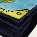 PRADA Kaye Shoulder Bag Velor Blue Gold Auth gh1354M-16