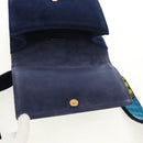 PRADA Kaye Shoulder Bag Velor Blue Gold Auth gh1354M-9