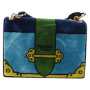PRADA Kaye Shoulder Bag Velor Blue Gold Auth gh1354M-13