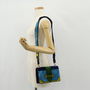 PRADA Kaye Shoulder Bag Velor Blue Gold Auth gh1354M-24