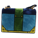 PRADA Kaye Shoulder Bag Velor Blue Gold Auth gh1354M-2