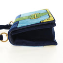 PRADA Kaye Shoulder Bag Velor Blue Gold Auth gh1354M-3