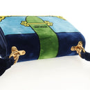 PRADA Kaye Shoulder Bag Velor Blue Gold Auth gh1354M-6