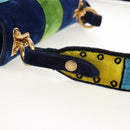 PRADA Kaye Shoulder Bag Velor Blue Gold Auth gh1354M-8