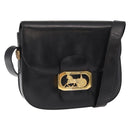 CELINE Horse Carriage Shoulder Bag Leather Black Gold Auth gh1357-1