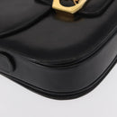CELINE Horse Carriage Shoulder Bag Leather Black Gold Auth gh1357-9