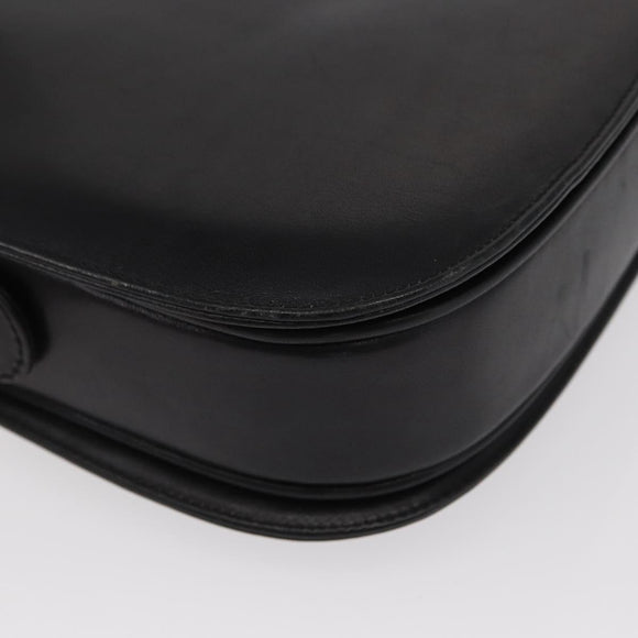 CELINE Horse Carriage Shoulder Bag Leather Black Gold Auth gh1357