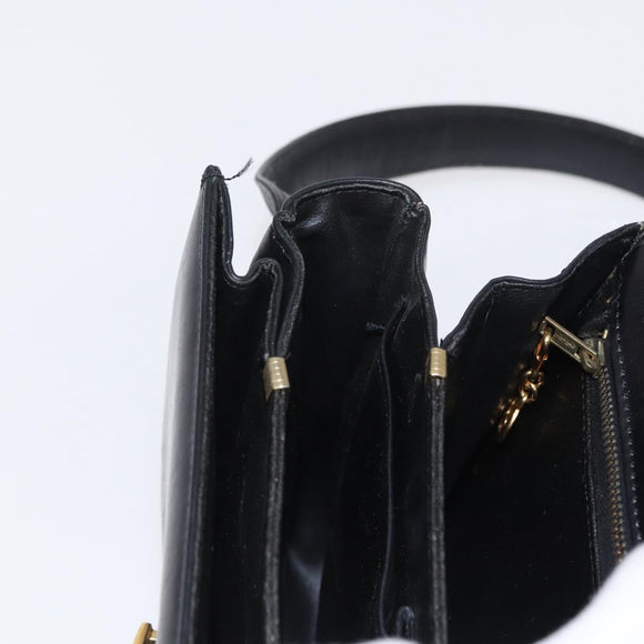 CELINE Horse Carriage Shoulder Bag Leather Black Gold Auth gh1357