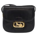 CELINE Horse Carriage Shoulder Bag Leather Black Gold Auth gh1357-13