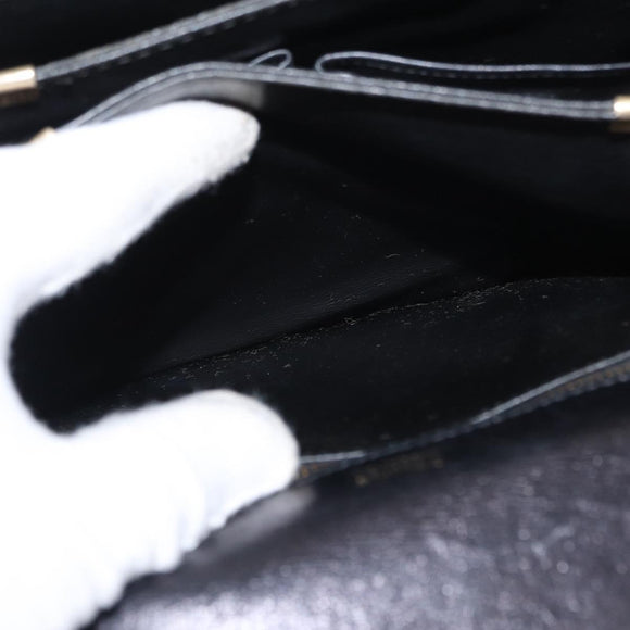 CELINE Horse Carriage Shoulder Bag Leather Black Gold Auth gh1357