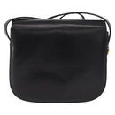 CELINE Horse Carriage Shoulder Bag Leather Black Gold Auth gh1357-2