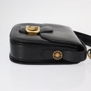 CELINE Horse Carriage Shoulder Bag Leather Black Gold Auth gh1357-3