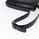 CELINE Horse Carriage Shoulder Bag Leather Black Gold Auth gh1357-7