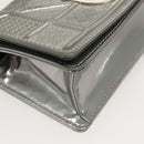 Christian Dior Chain Diomara Shoulder Bag Enamel Silver Auth gh136-10