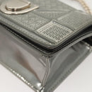 Christian Dior Chain Diomara Shoulder Bag Enamel Silver Auth gh136-11