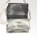 Christian Dior Chain Diomara Shoulder Bag Enamel Silver Auth gh136-15