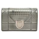 Christian Dior Chain Diomara Shoulder Bag Enamel Silver Auth gh136-2