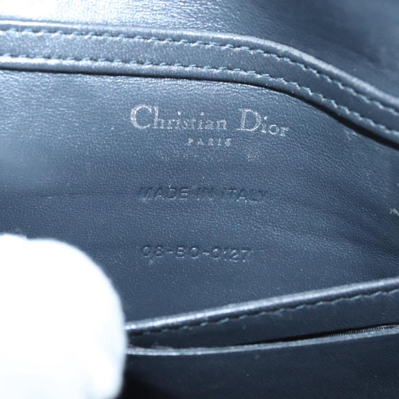 Christian Dior Chain Diomara Shoulder Bag Enamel Silver Auth gh136