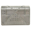 Christian Dior Chain Diomara Shoulder Bag Enamel Silver Auth gh136-3