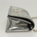 Christian Dior Chain Diomara Shoulder Bag Enamel Silver Auth gh136-4