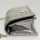 Christian Dior Chain Diomara Shoulder Bag Enamel Silver Auth gh136-5