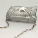 Christian Dior Chain Diomara Shoulder Bag Enamel Silver Auth gh136-6