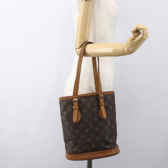 LOUIS VUITTON Monogram Bucket PM Shoulder Bag M42238 LV Auth gh1364