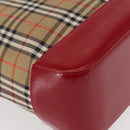 BURBERRY Nova Check Tote Bag Canvas Leather Beige Red gold Auth gh1367-9