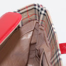 BURBERRY Nova Check Tote Bag Canvas Leather Beige Red gold Auth gh1367-18