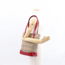 BURBERRY Nova Check Tote Bag Canvas Leather Beige Red gold Auth gh1367-21